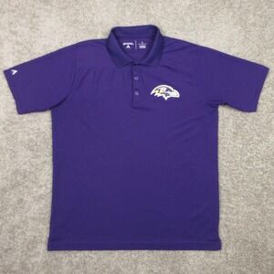 Baltimore Ravens Polo Shirt Mens Large Purple Solid Antigua Performance Golf EUC